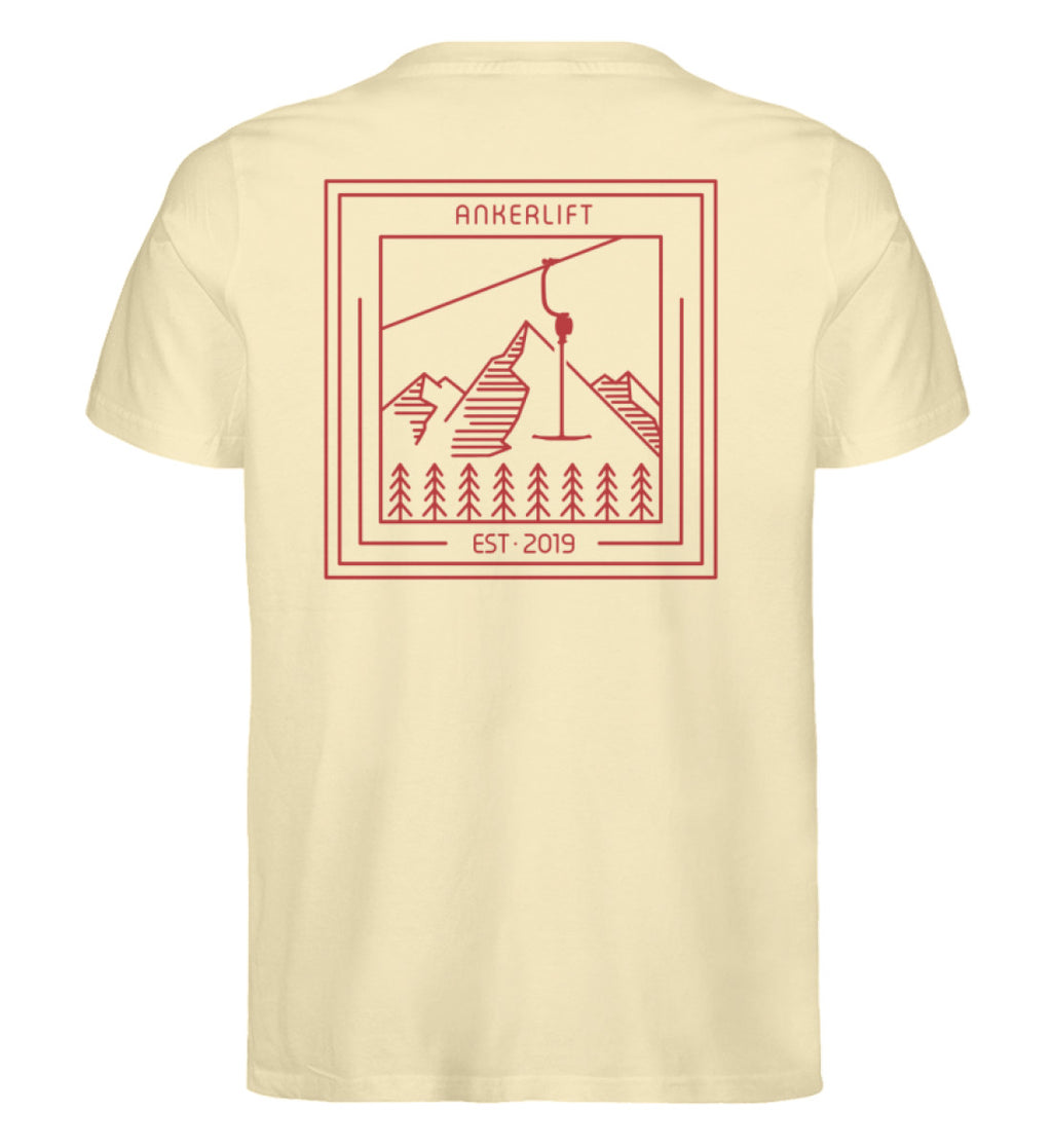 "Schlepper" Herren Backprint Shirt von ANKERLIFT© in der Farbe Natural Raw für Skifahrer und Wintersportler.