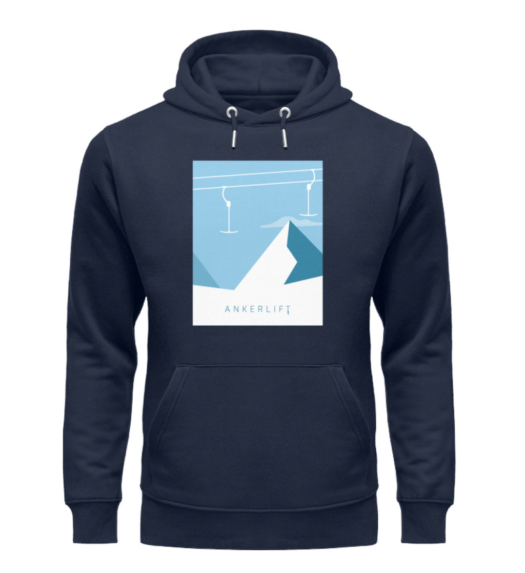 "Shapes" Unisex Organic Hoodie in Farbe French Navy-ANKERLIFT