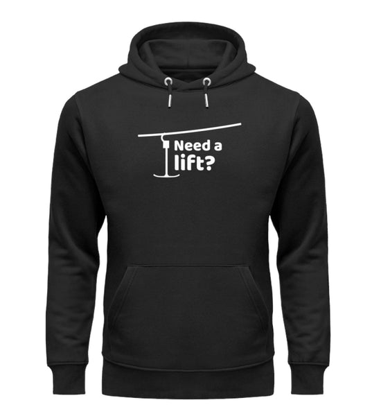 "Need a lift?" Unisex Organic Hoodie in Farbe Black-ANKERLIFT