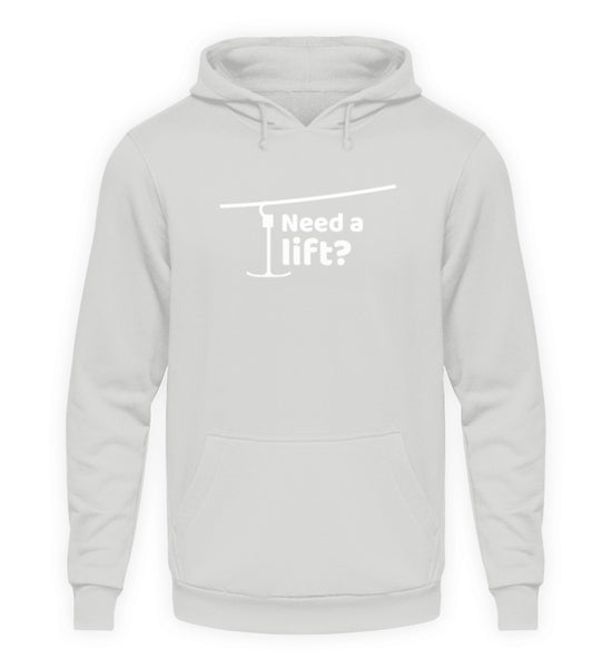 "Need a lift?" Unisex Hoodie in der Farbe Sport Grey von ANKERLIFT für Wintersportler