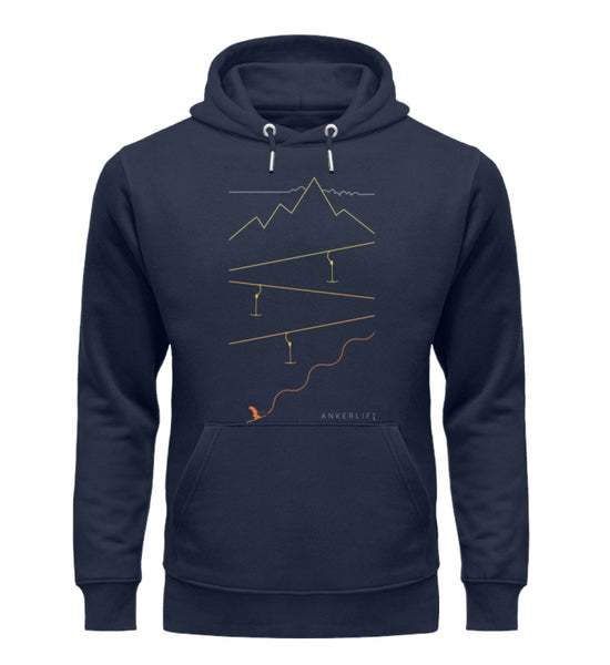 "Powder-Line 2" Unisex Organic Hoodie in Farbe French Navy-ANKERLIFT