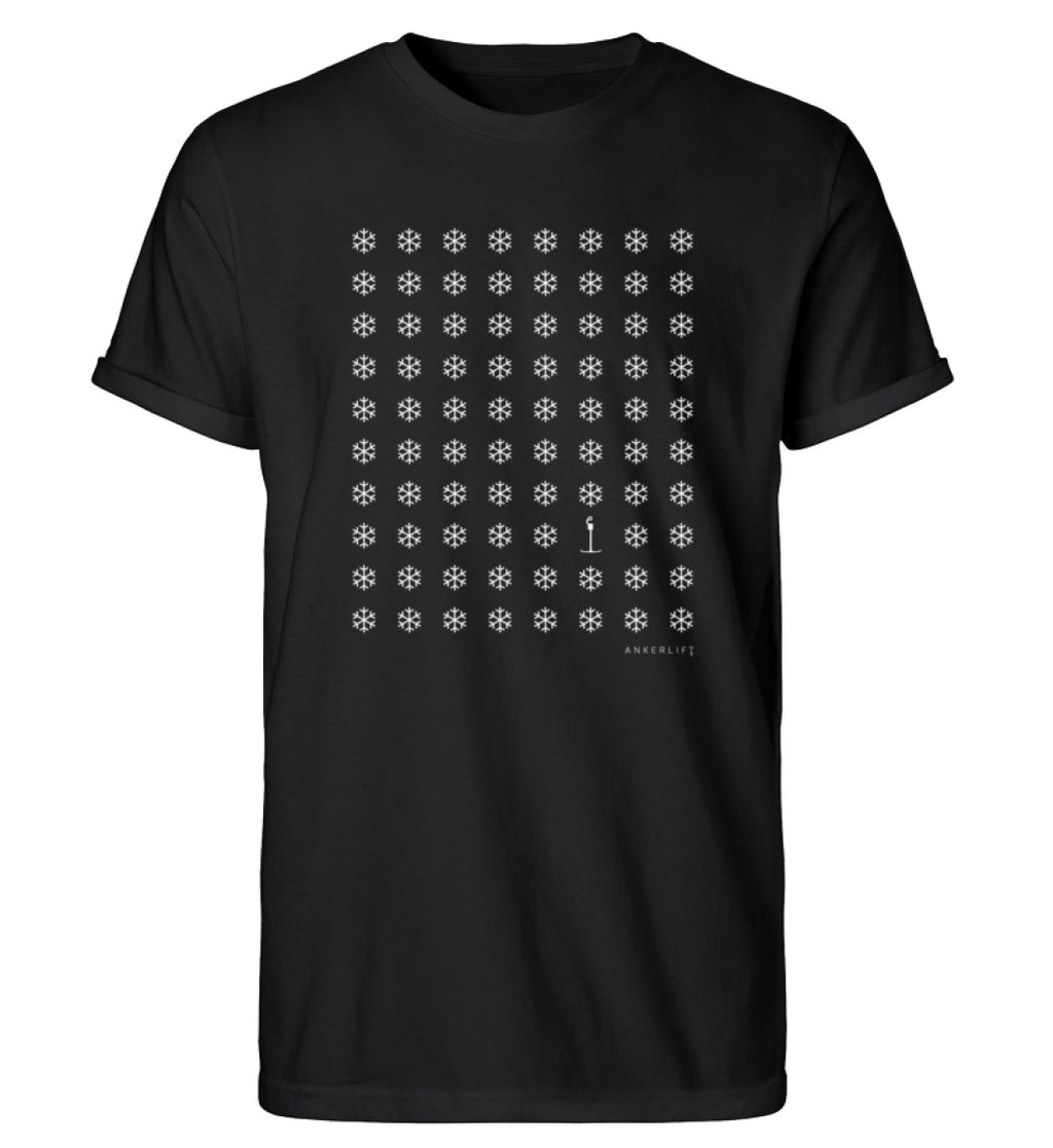 "Schneeflocke" Herren RollUp Shirt in der Farbe Black auf weißem Hintergrung von ANKERLIFT