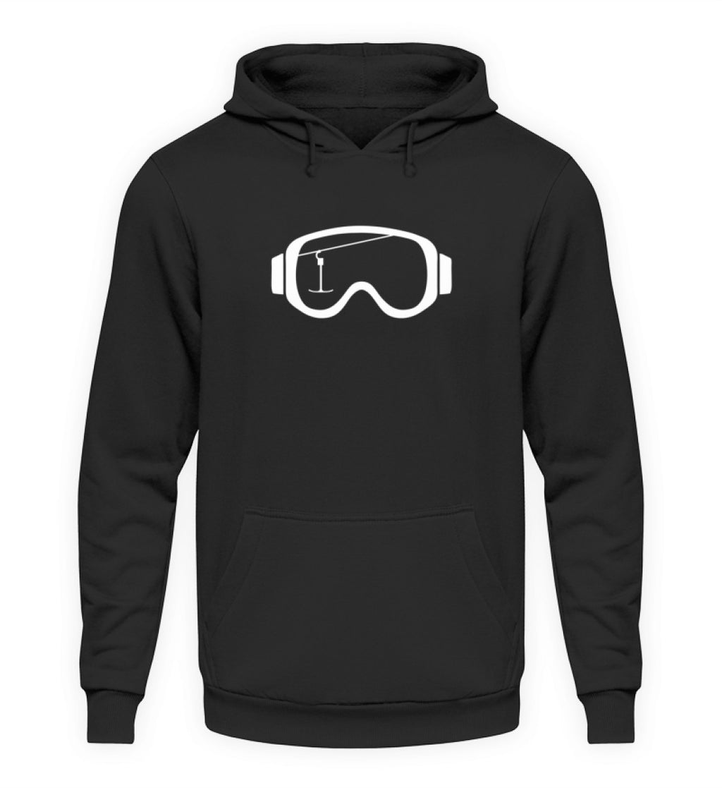 "Skibrille" Unisex Hoodie in der Farbe Jet Black von ANKERLIFT für Wintersportler