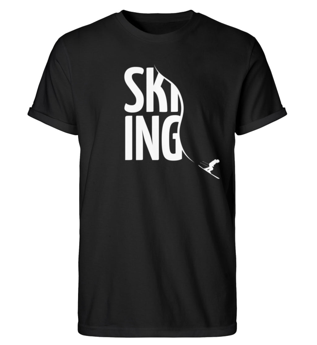 "Skiing" Herren RollUp Shirt in der Farbe Black auf weißem Hintergrung von ANKERLIFT