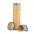 Thermoflasche aus Bambus von ANKERLIFT mit abgeschraubtem Deckel und Teesieb vor weißen Hintergrund