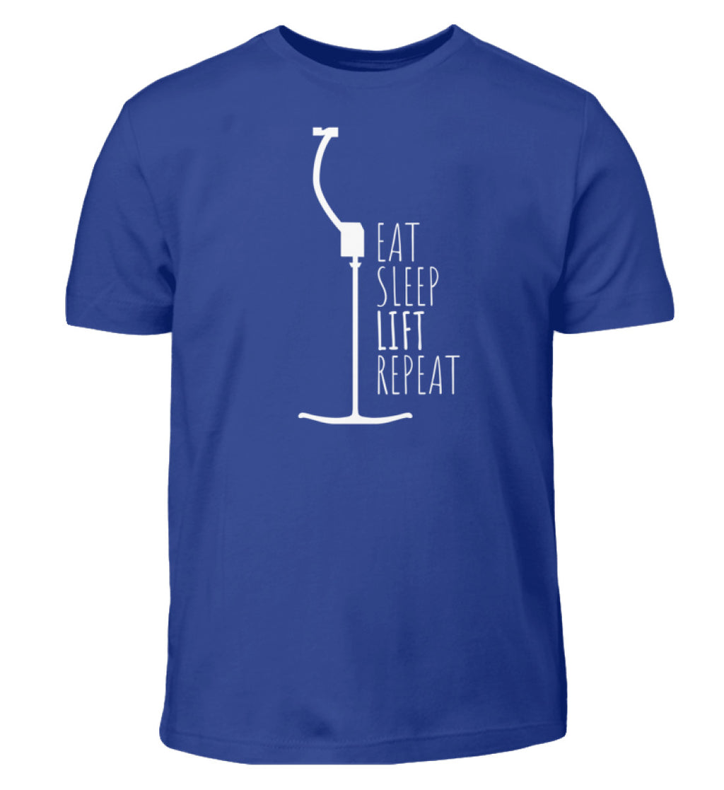 "Eat Sleep Lift" Kinder T-Shirt in der Farbe Royal Blue von ANKERLIFT