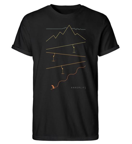 "Tiefschnee" Herren RollUp Shirt in der Farbe Black auf weißem Hintergrung von ANKERLIFT