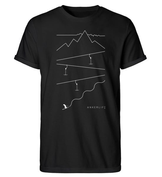 "Spuren" Herren RollUp Shirt in der Farbe Black auf weißem Hintergrung von ANKERLIFT