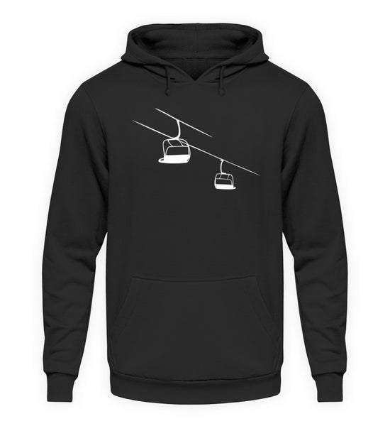 "Sesselbahn" Unisex Hoodie in der Farbe Jet Black von ANKERLIFT für Wintersportler
