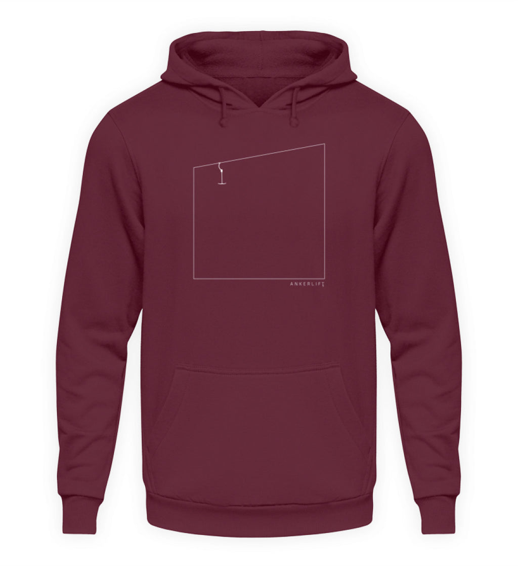 "Quadrat" Unisex Hoodie in der Farbe Burgundy von ANKERLIFT für Wintersportler
