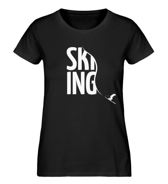 "Skiing" Damen Organic Shirt in der Farbe Black - ANKERLIFT