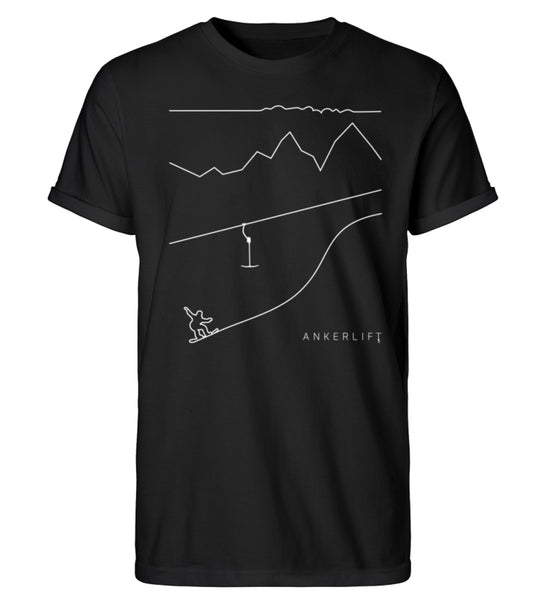 "Snowboard" Herren RollUp Shirt in der Farbe Black auf weißem Hintergrung von ANKERLIFT