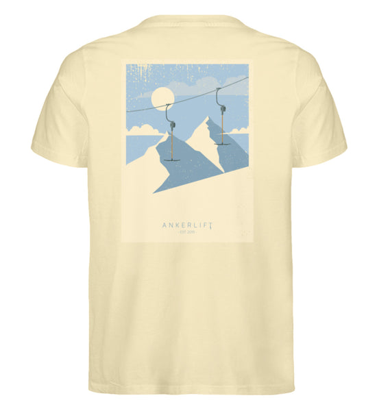 "Bluebird" Herren Backprint Shirt von ANKERLIFT© in der Farbe Natural Raw für Skifahrer und Wintersportler.