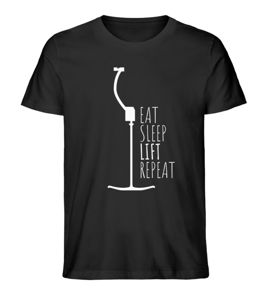 "Eat Sleep Lift" Herren Organic Shirt in der Farbe Black von ANKERLIFT