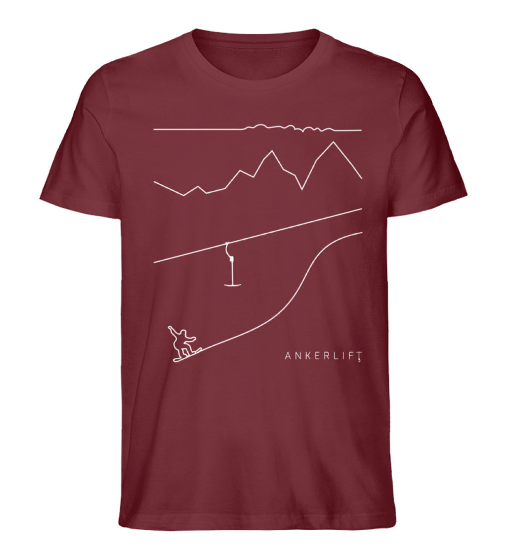 "Snowboard" Herren Organic Shirt in der Farbe Burgundy von ANKERLIFT