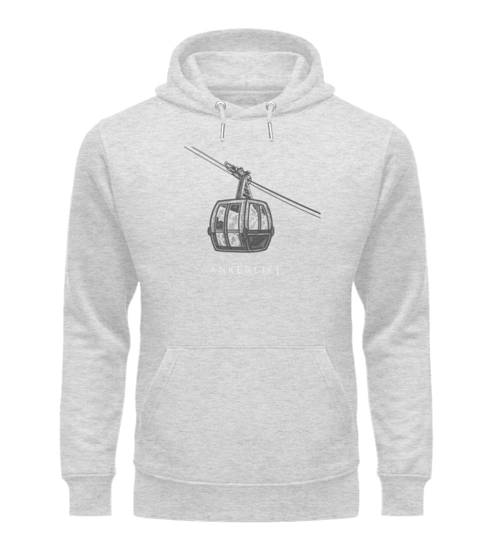 "Gondelbahn" - Unisex Organic Hoodie in Farbe Heather Grey-ANKERLIFT
