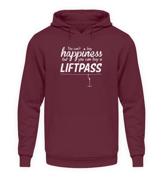 "Liftpass" Unisex Hoodie in der Farbe Burgundy von ANKERLIFT für Wintersportler