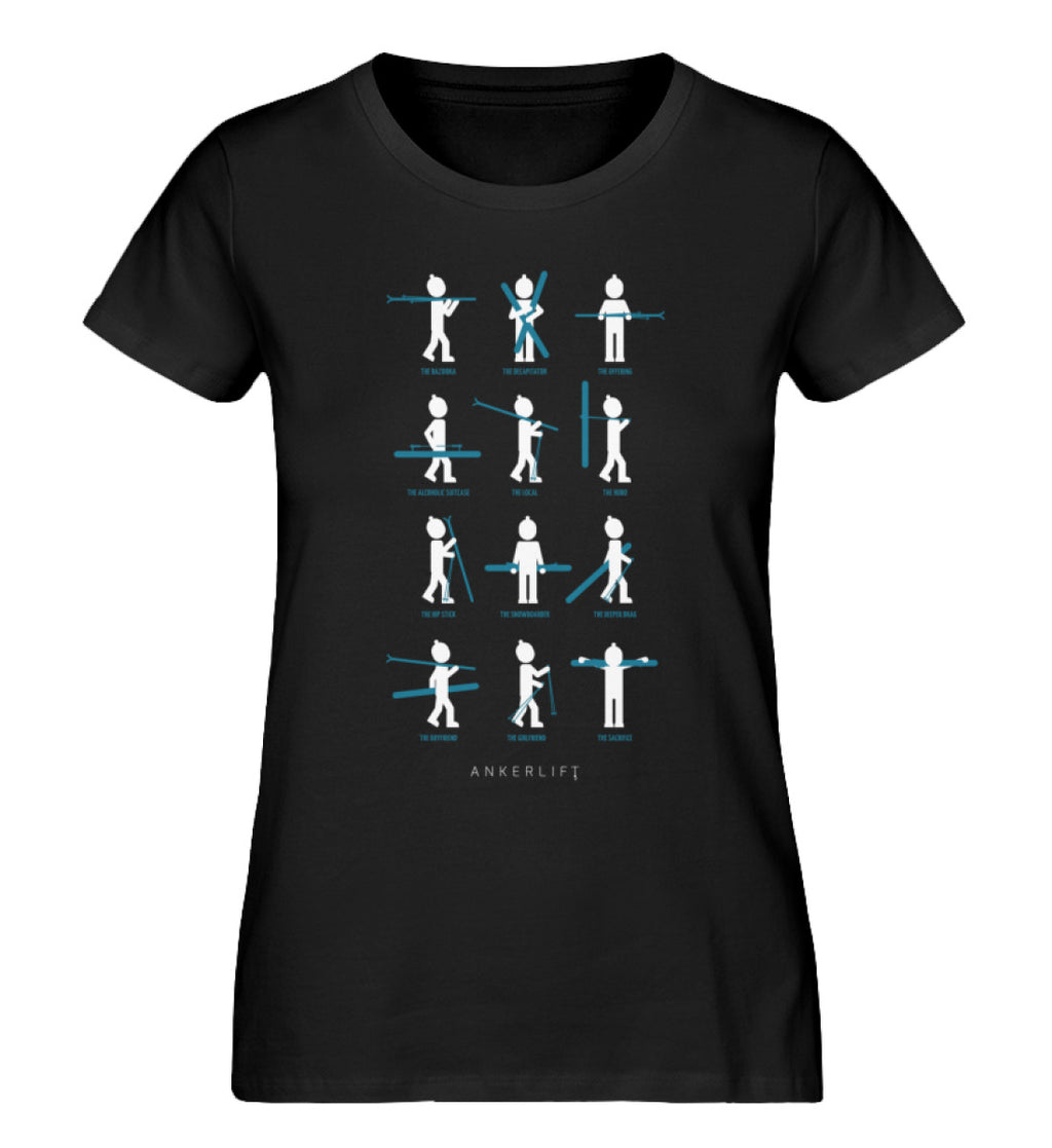 "Skiträger" Damen Organic Shirt in der Farbe Black - ANKERLIFT