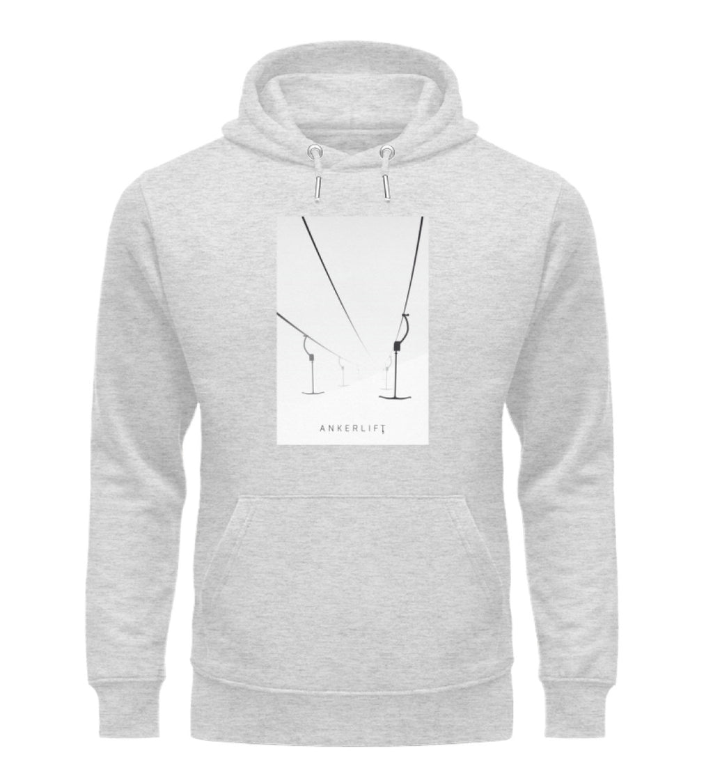 "Frame" Unisex Organic Hoodie in Farbe Heather Grey-ANKERLIFT